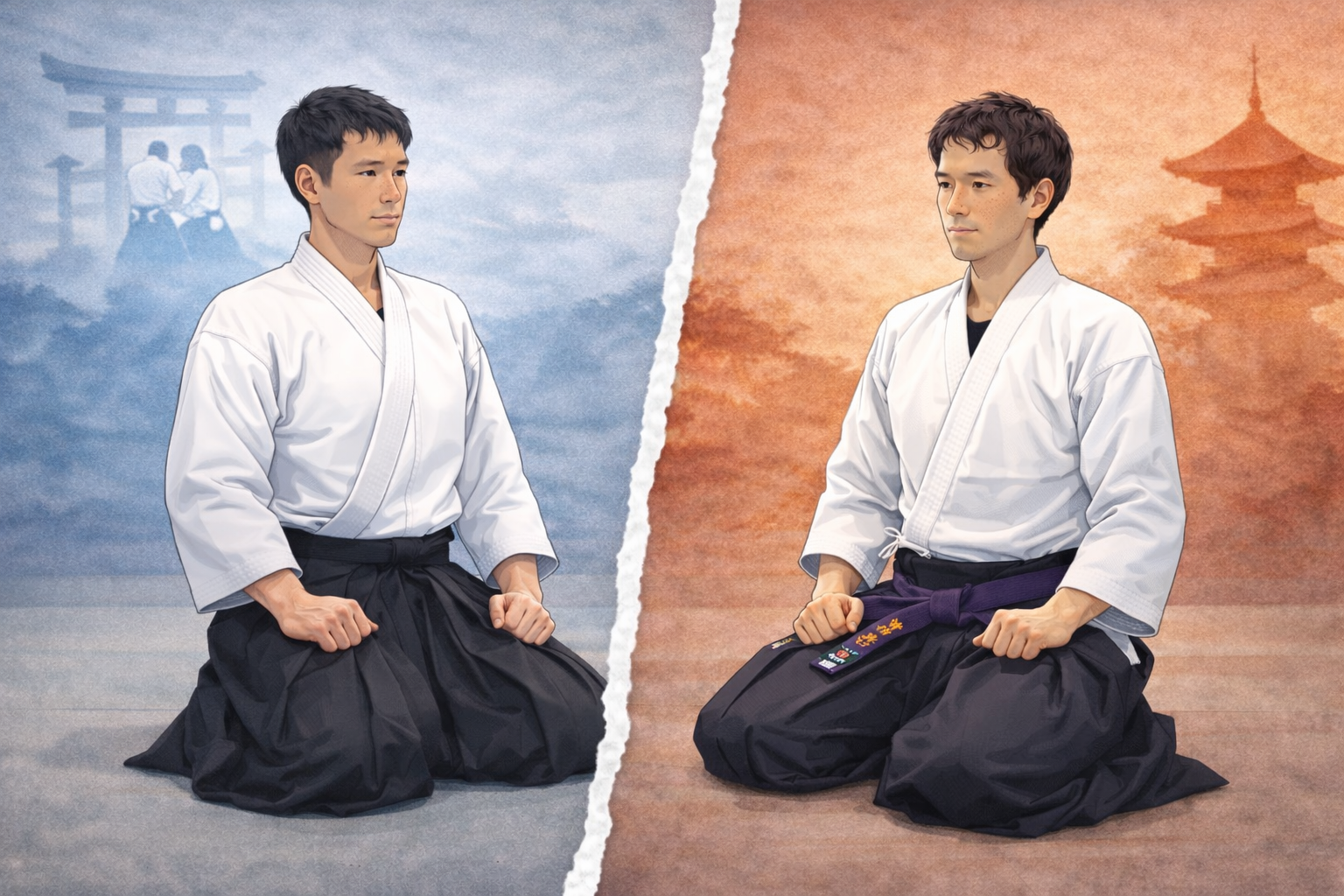 合気道と八光流柔術の違いを比較解説する記事のアイキャッチ画像