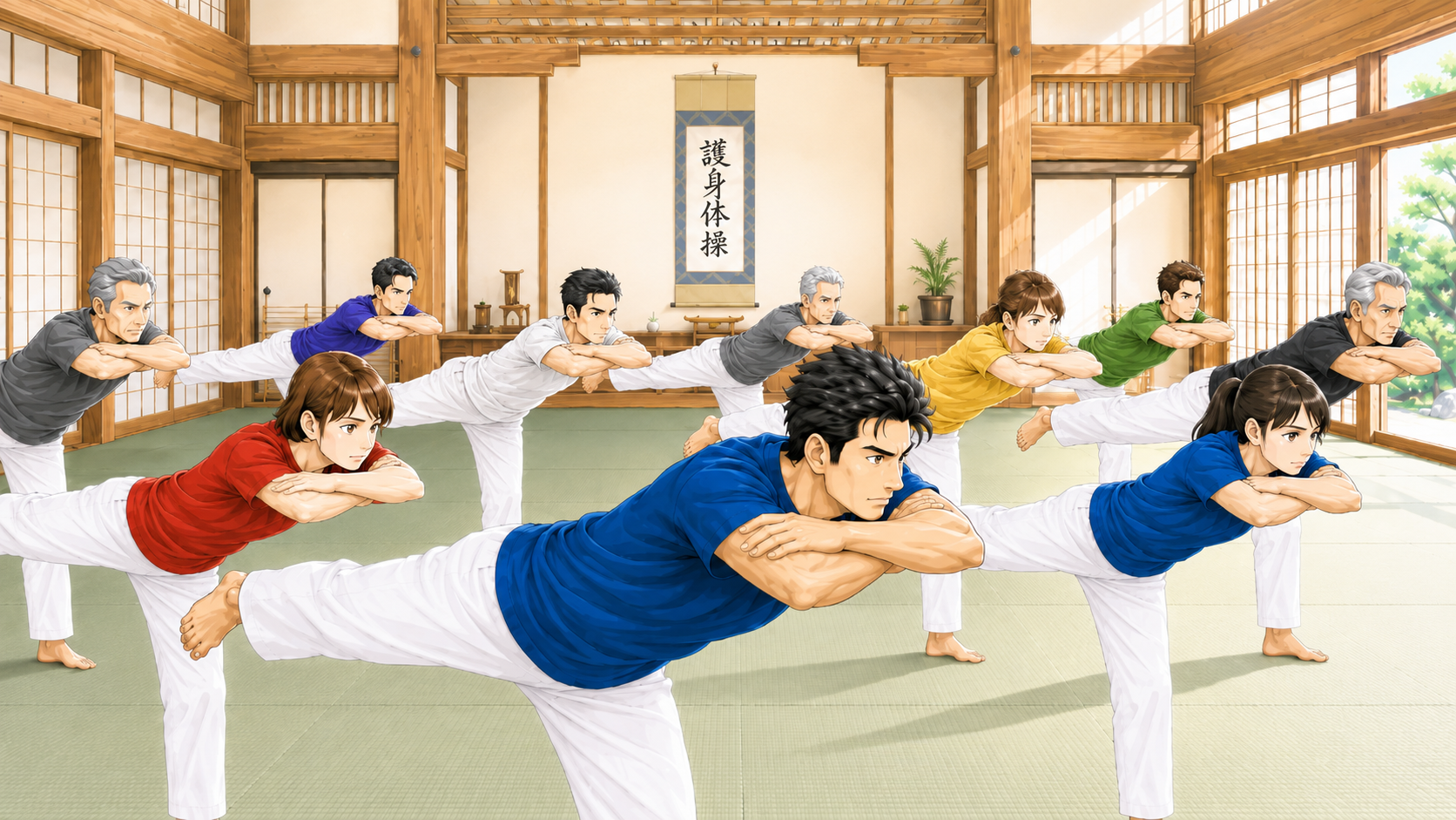 八光流柔術に伝わる護身体操のイメージイラスト